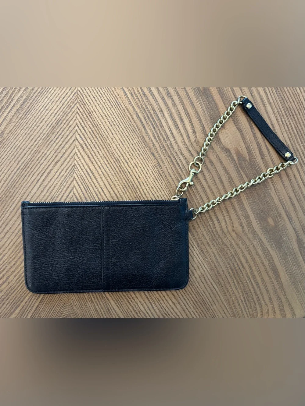 Coach Black Leather Wristlet with Gold Coach Carriage Logo